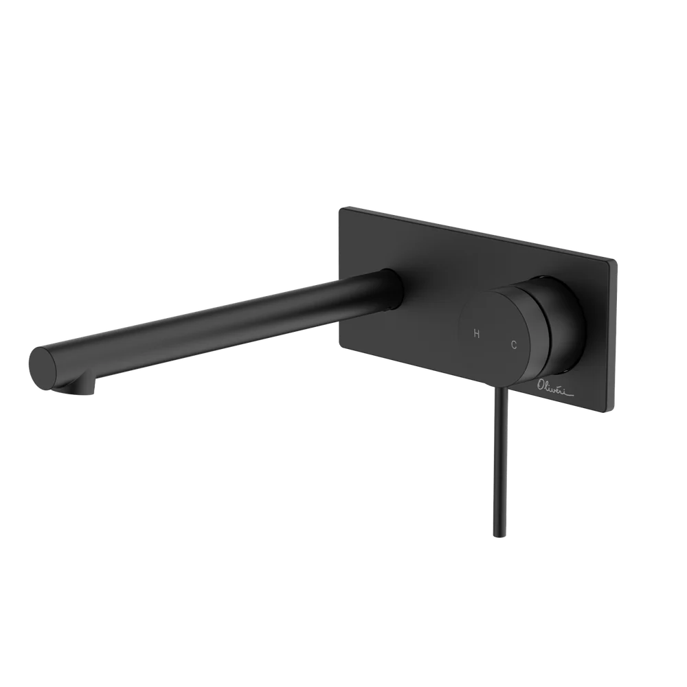 Oliveri Venice Straight Wall Mixer Set Complete Kit Matte Black Lead Free