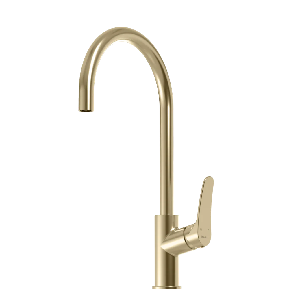 Oliveri Verona Goose Neck Mixer Classic Gold Lead Free - Image 3