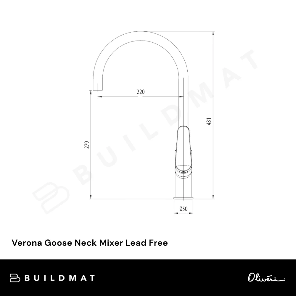 Oliveri Verona Goose Neck Mixer Classic Gold Lead Free - Image 4