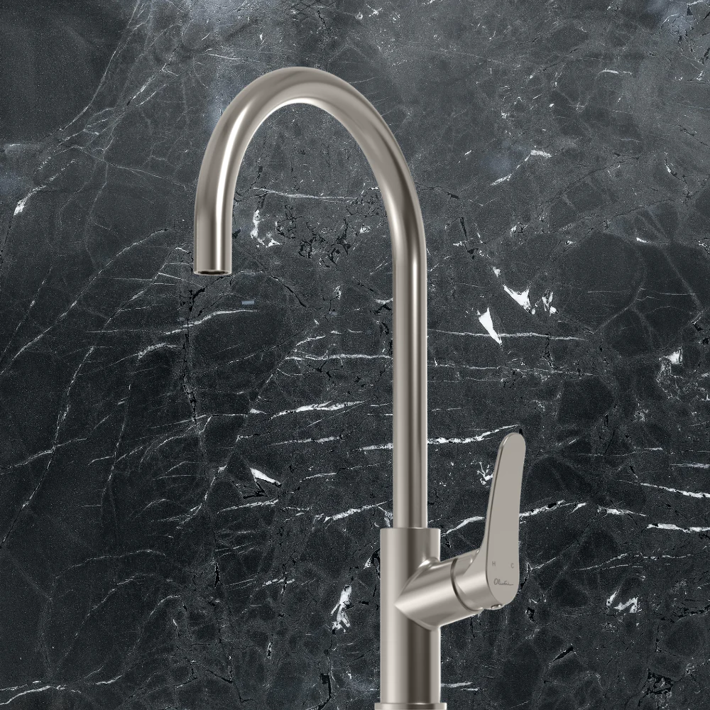 Oliveri Verona Gooseneck Mixer Brushed Nickel Lead Free - Image 2
