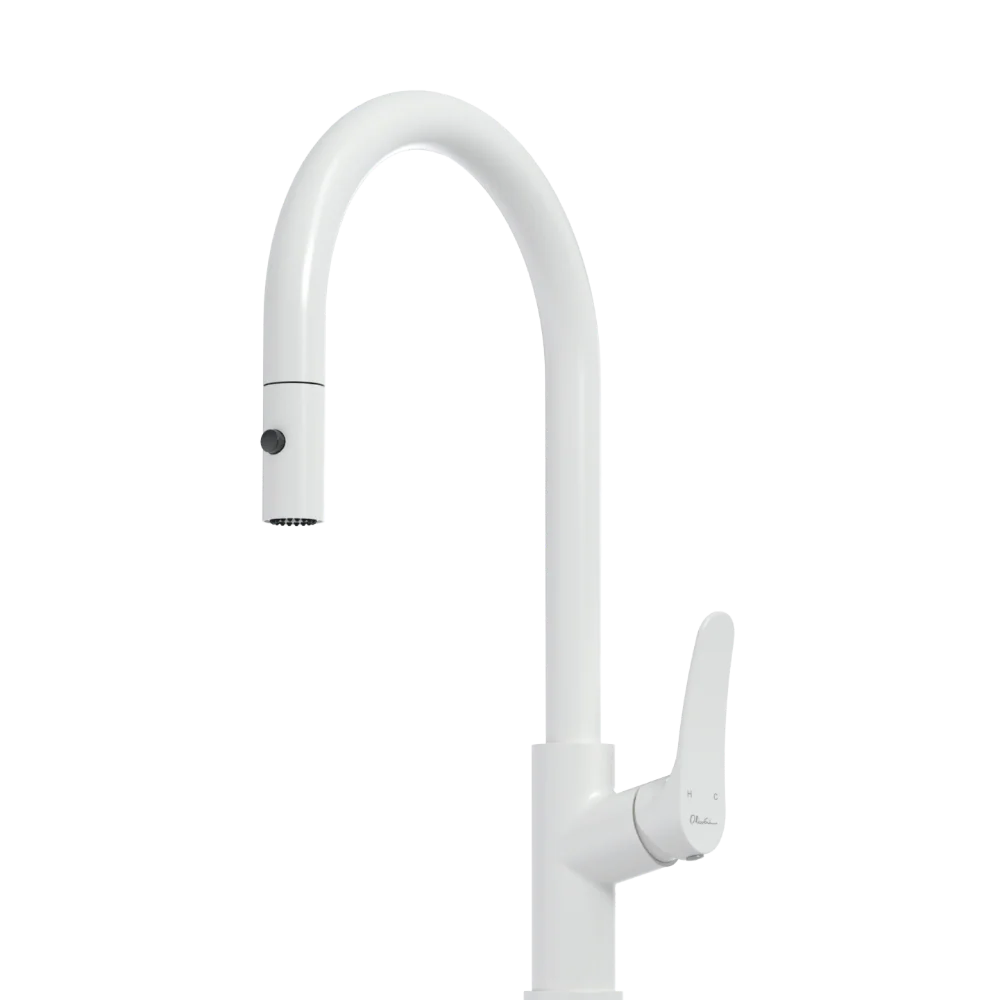 Oliveri Verona Pull Out Goose Neck Spray Mixer White