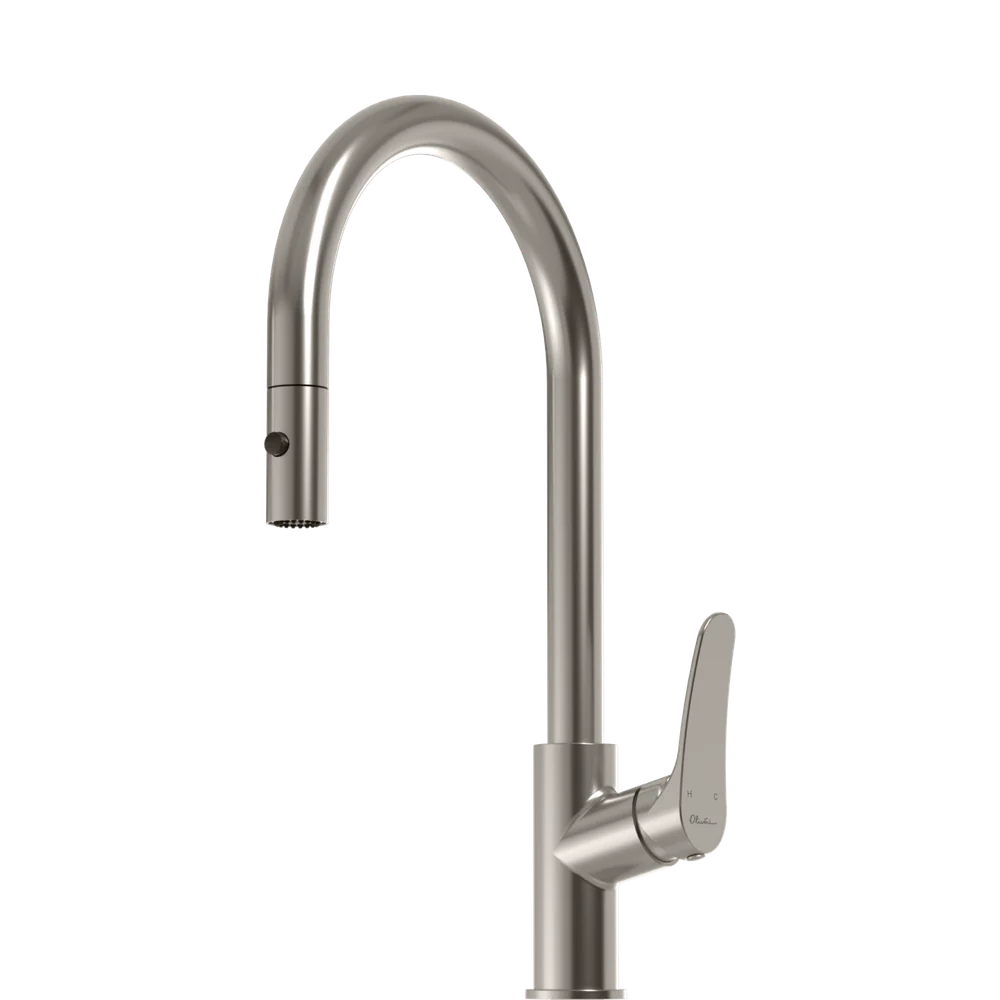 Oliveri Verona Pull Out Gooseneck Spray Mixer Brushed Nickel Lead Free - Image 3