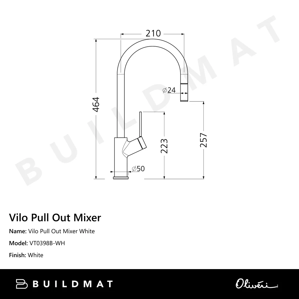 Oliveri Vilo Pull Out Mixer White - Image 4