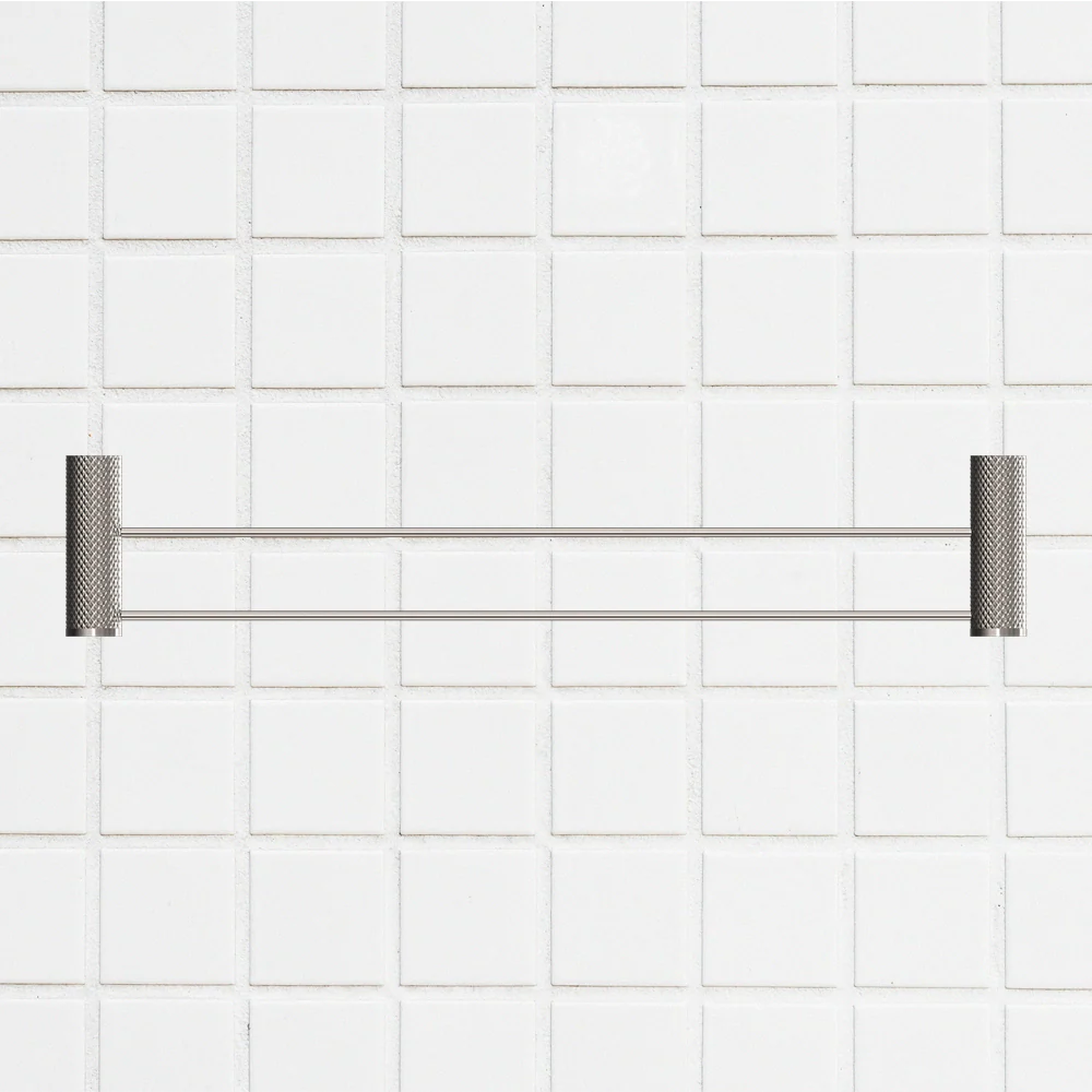 Nero Opal Double Towel Rail 600mm Brushed Nickel - Image 2