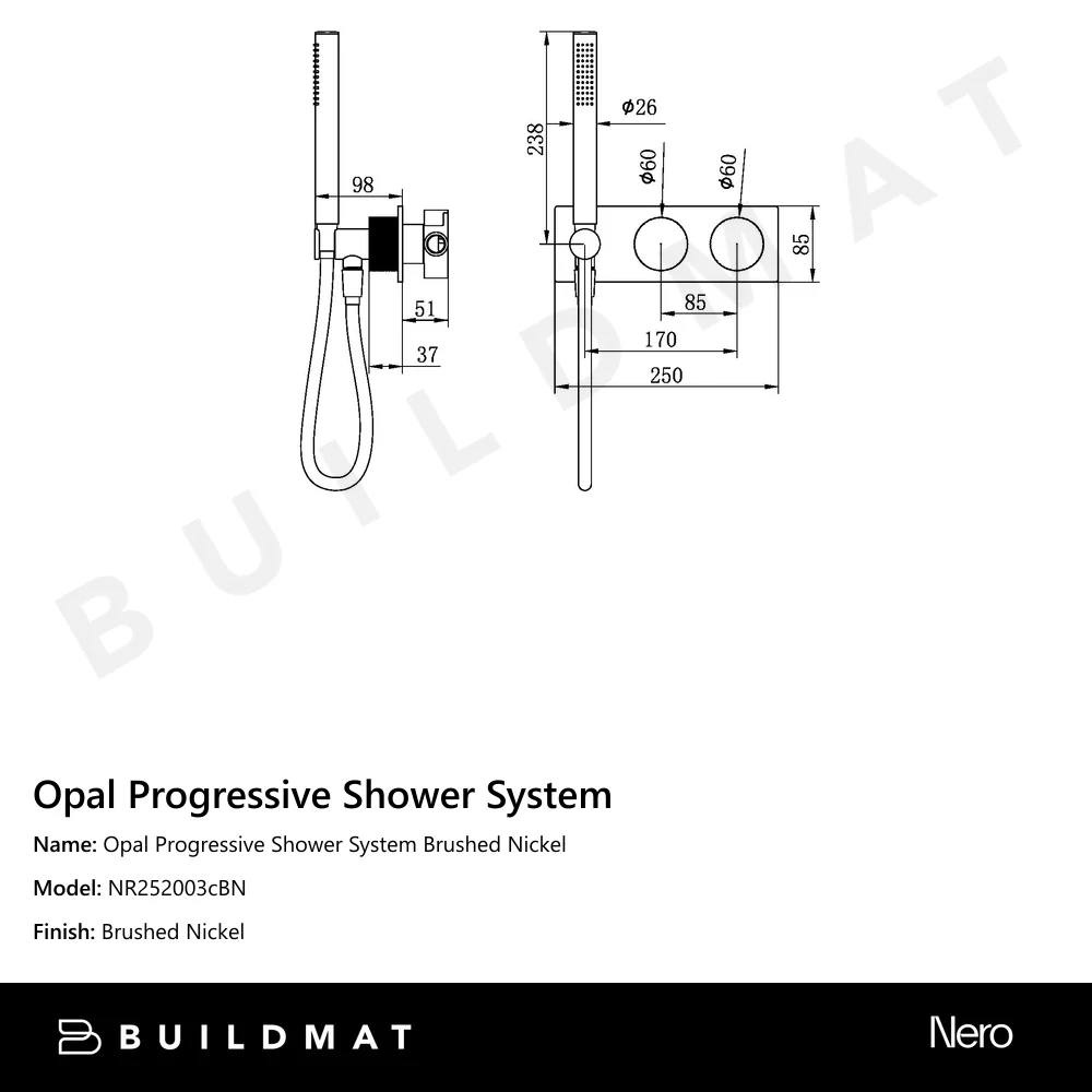 Nero Opal Progressive Shower System Brushed Nickel - Image 4