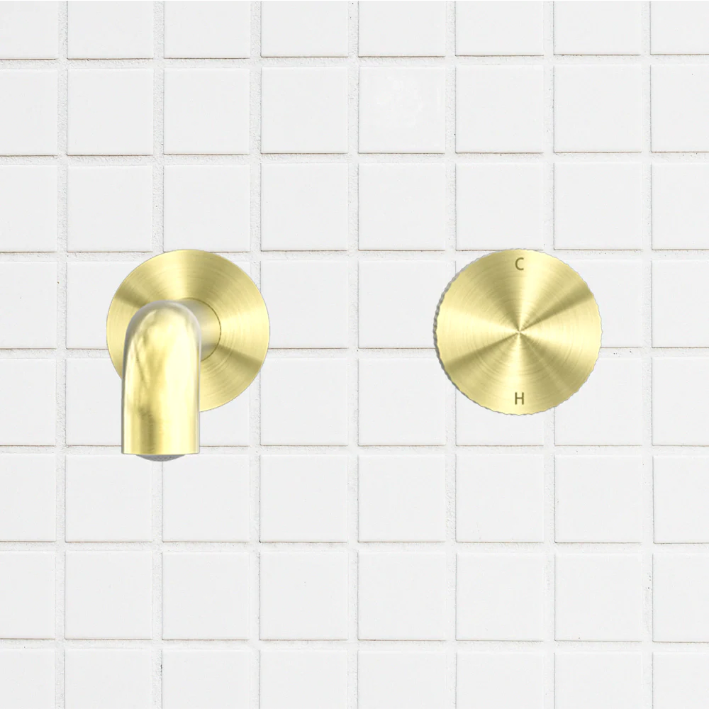 Nero Opal Progressive Wall Basin/Bath Set 185mm Spout Brushed Gold - Image 2