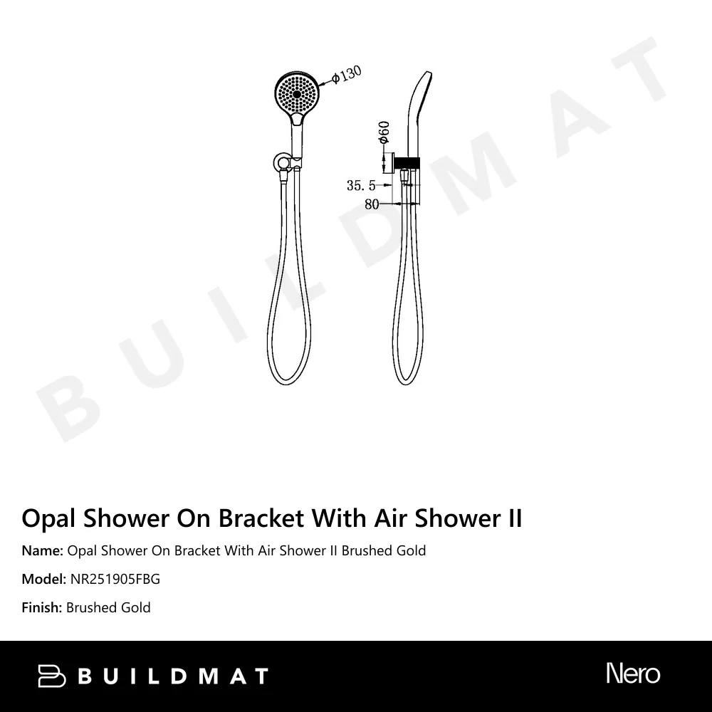 Nero Opal Shower On Bracket With Air Shower II Brushed Gold - Image 4
