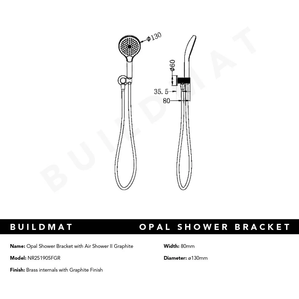 Nero Opal Shower on Bracket with Air Shower II Graphite - Image 4