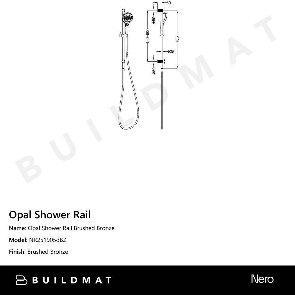 Nero Opal Shower Rail Brushed Bronze - Image 4