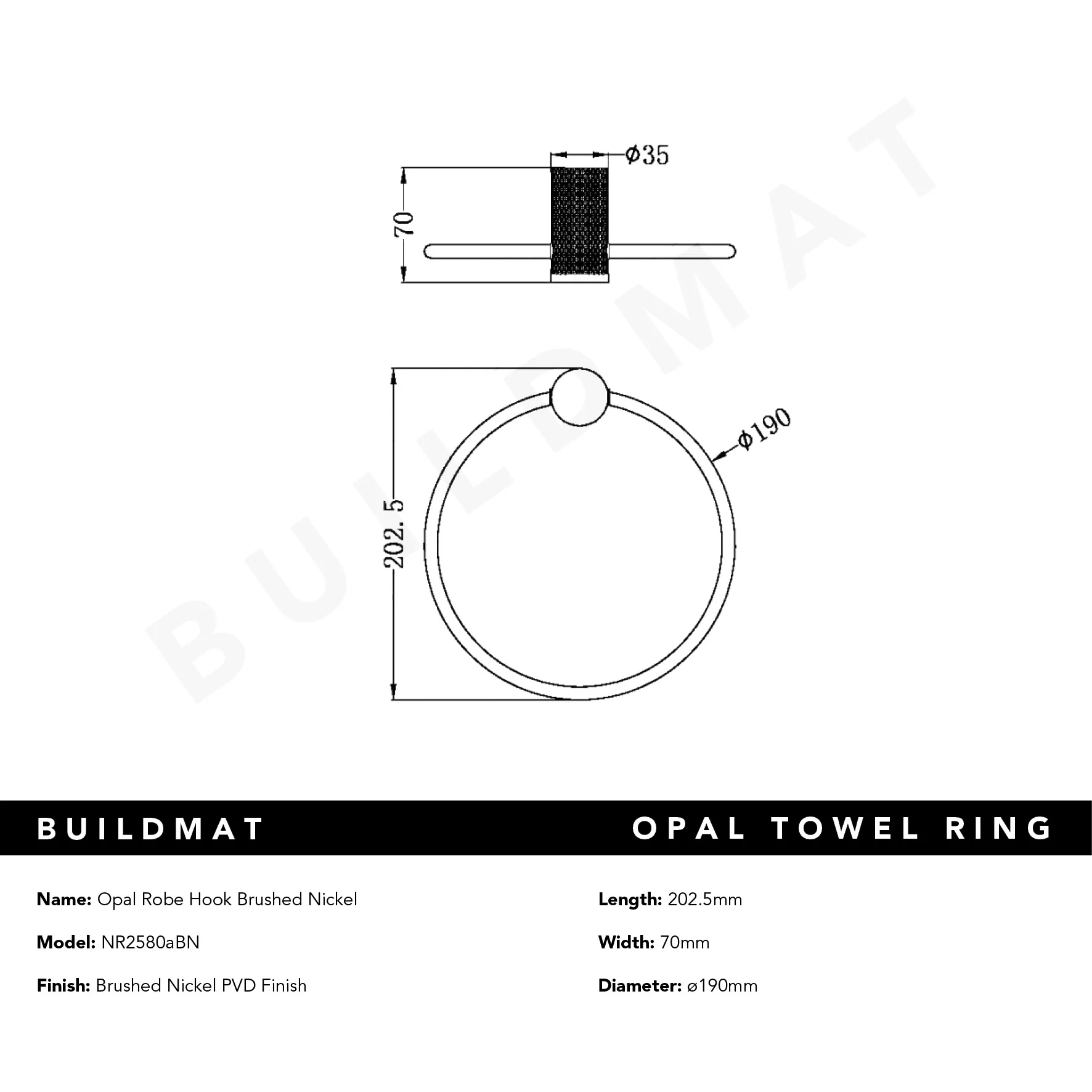 Nero Opal Towel Ring Brushed Nickel - Image 5