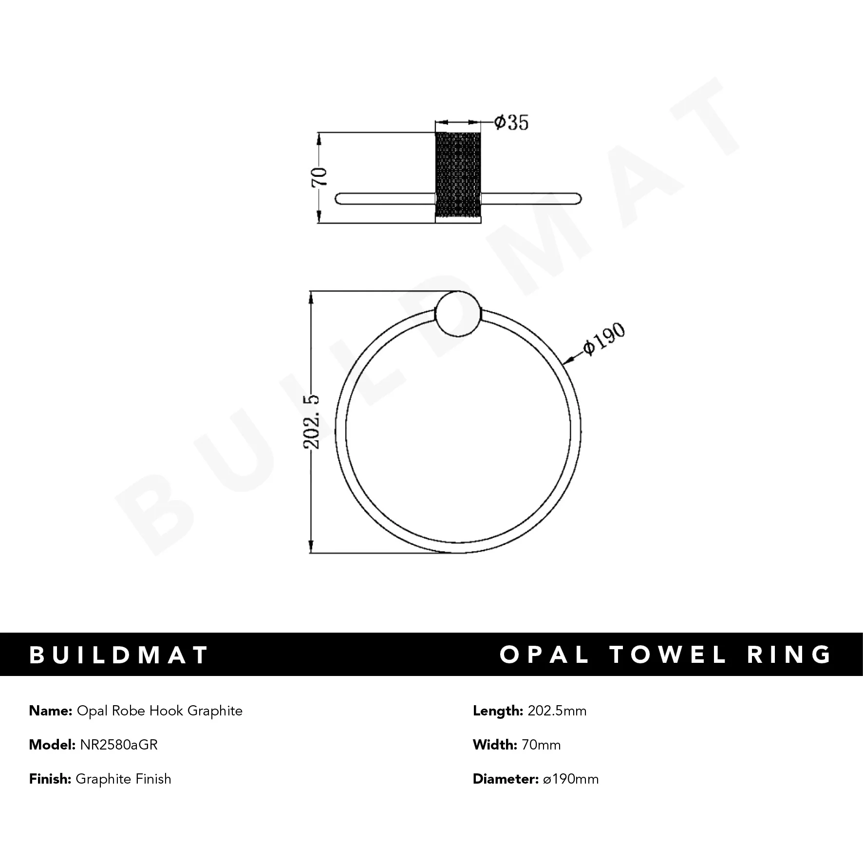 Nero Opal Towel Ring Graphite - Image 5