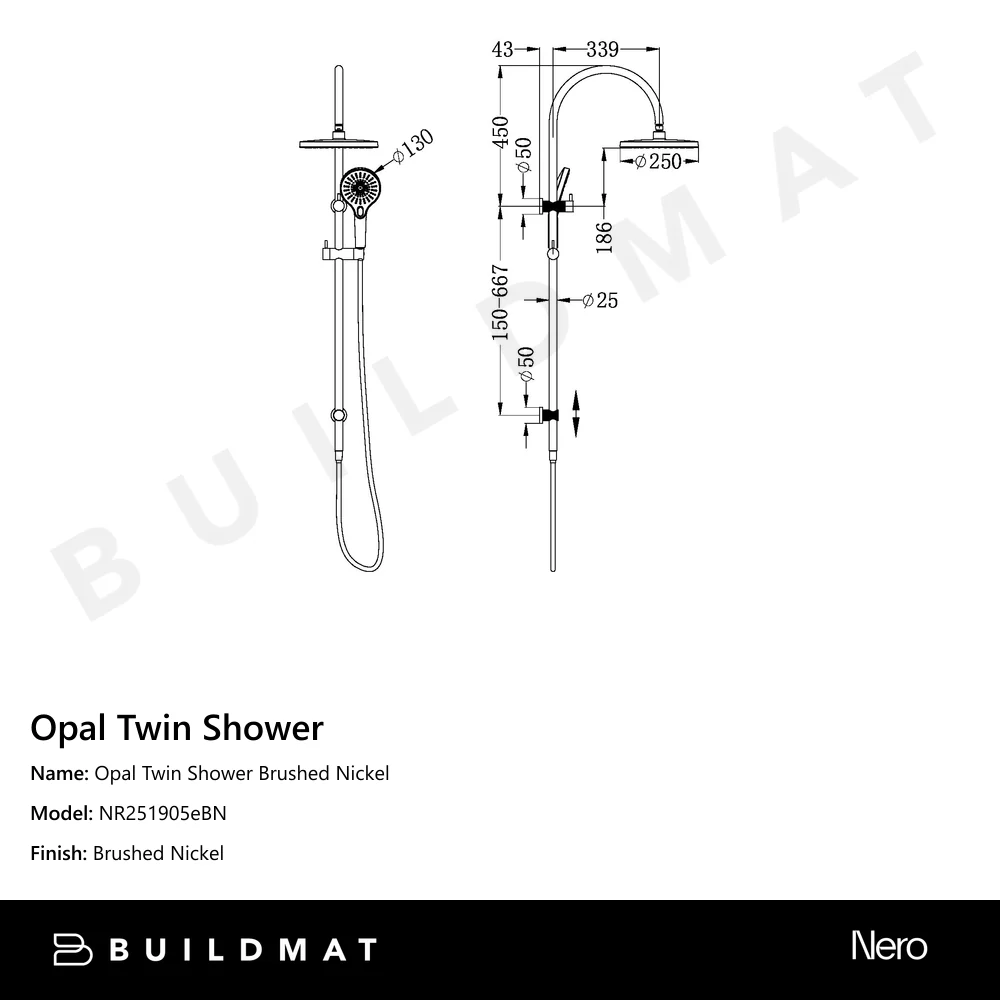 Nero Opal Twin Shower Brushed Nickel - Image 4