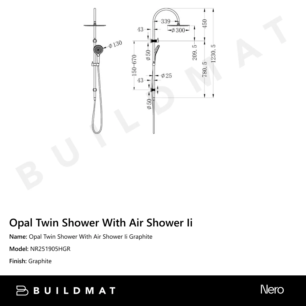 Nero Opal Twin Shower With Air Shower II Graphite - Image 4
