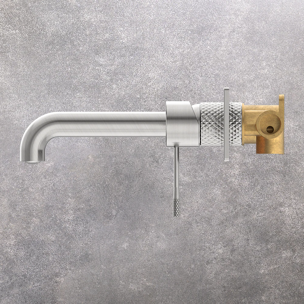 Nero Opal Wall Basin/Bath Mixer 185mm Spout Brushed Nickel - Image 2