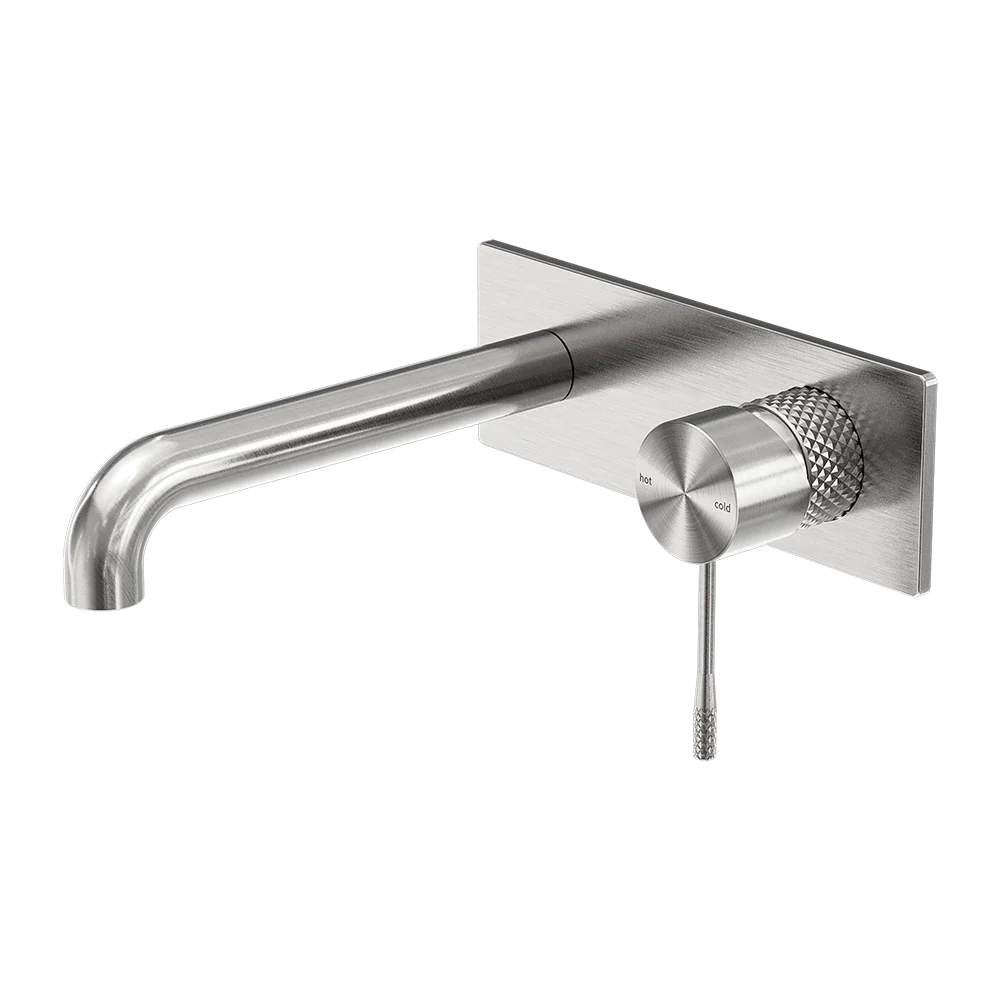 Nero Opal Wall Basin/Bath Mixer 185mm Spout Brushed Nickel - Image 3