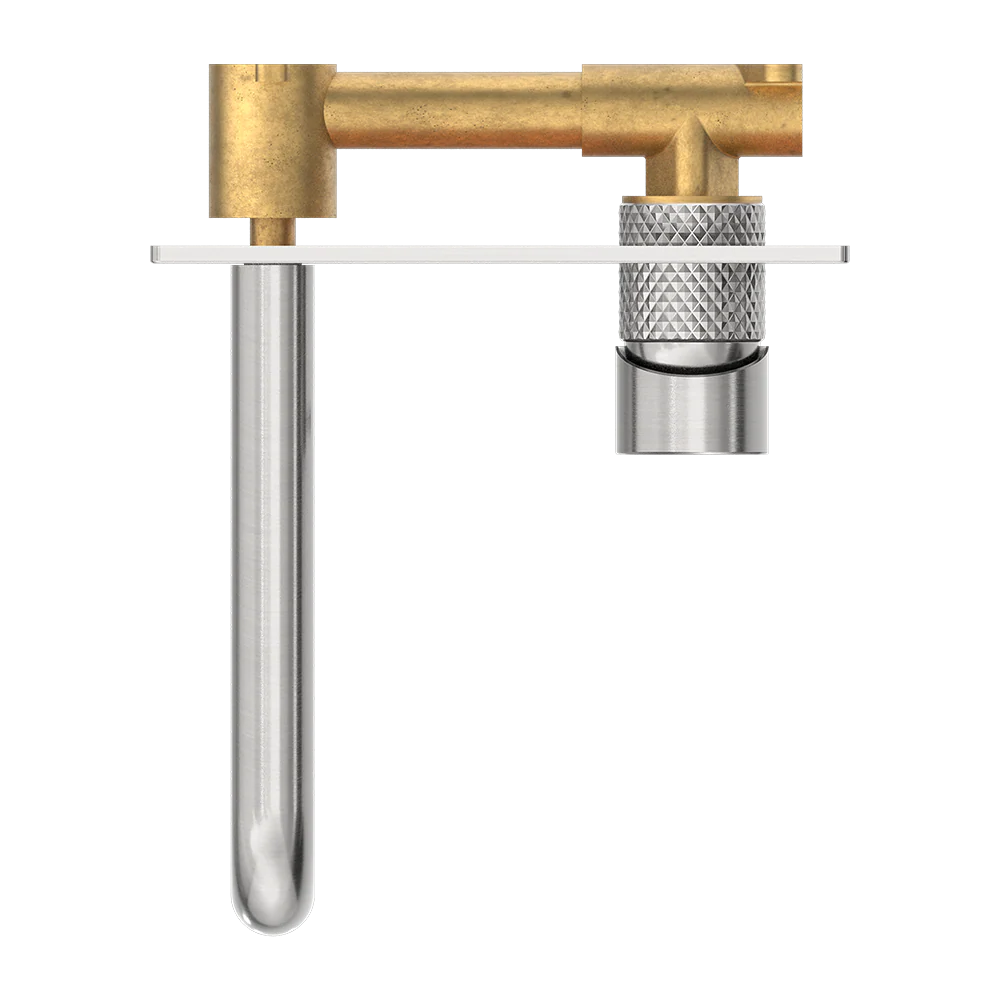 Nero Opal Wall Basin/Bath Mixer 185mm Spout Brushed Nickel - Image 4