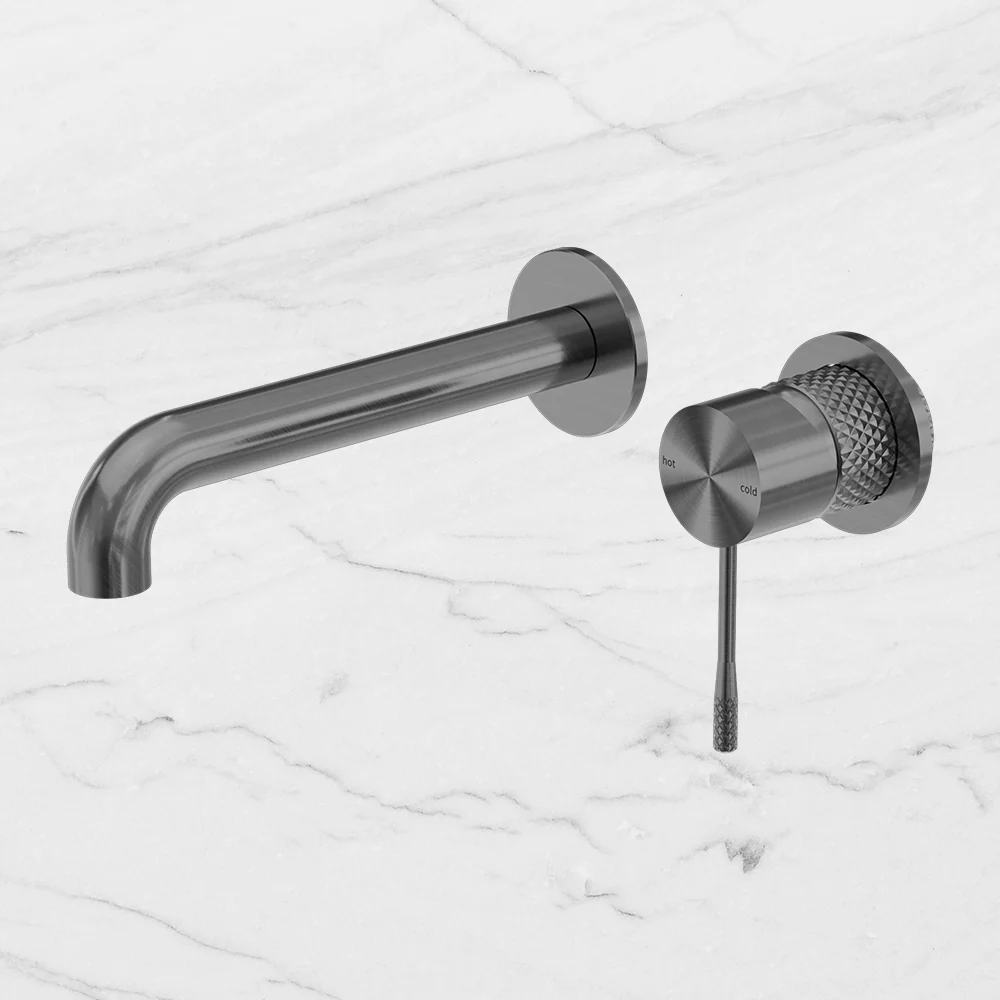 Nero Opal Wall Basin/Bath Mixer 185mm Spout With Separate Back Plate Graphite - Image 2