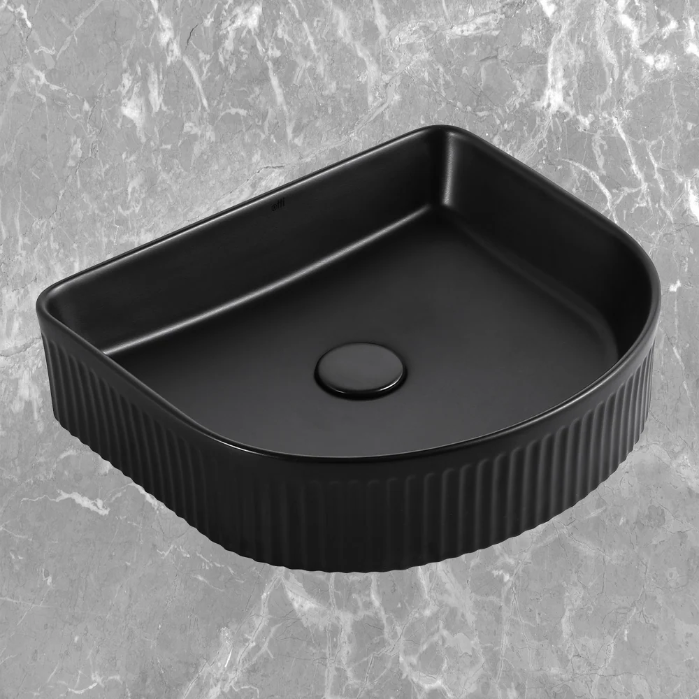 Otti Archie 415x365mm Fluted Basin Matte Black - Image 2