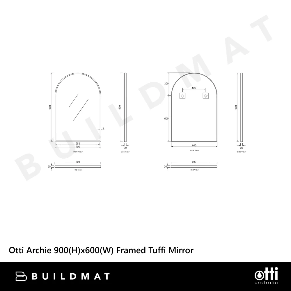 Otti Archie 900mm White Metal Framed Tuffi Mirror - Image 3