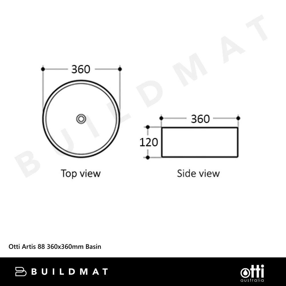 Otti Artis 88 360x360mm Basin Matte White - Image 4
