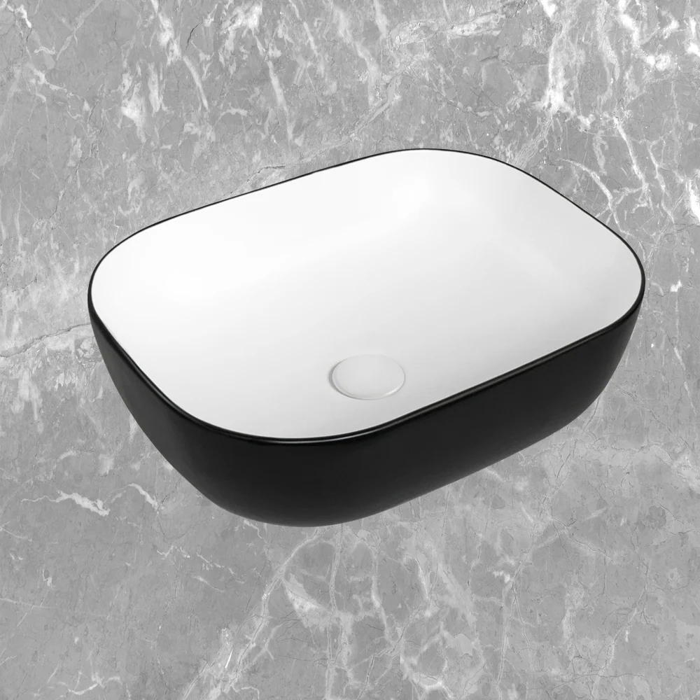 Otti Artis Square 500x395mm Basin Matte Black & Matte White - Image 2