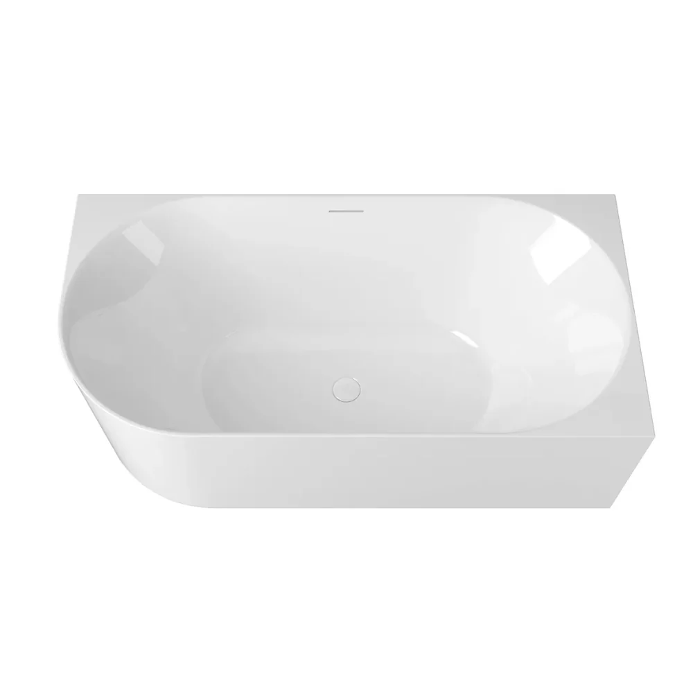Otti Attica Celine 1500mm Right Corner Bath with Overflow Gloss White - Image 4