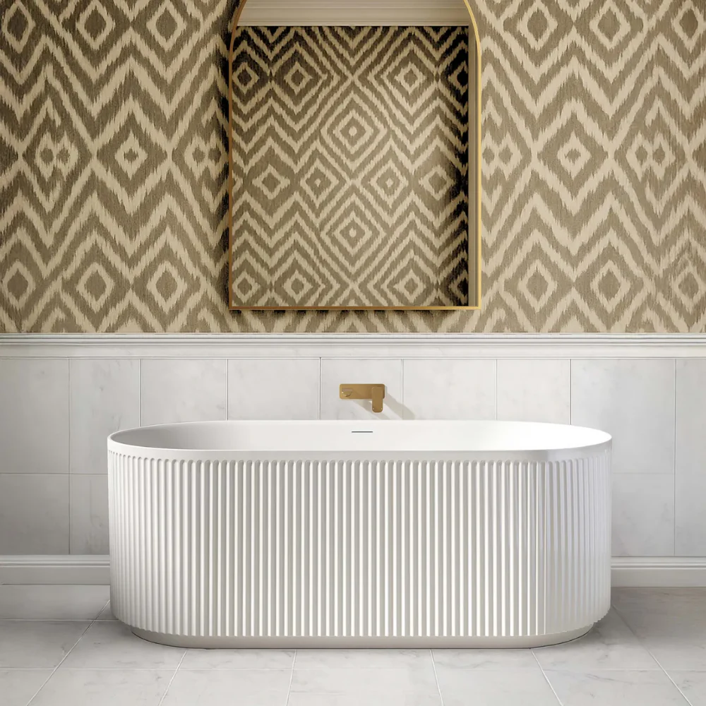Otti Attica Havana 1500mm Fluted Freestanding Bath With Overflow Matte White - Image 2
