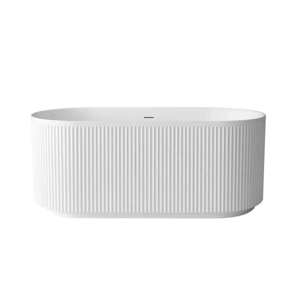 Otti Attica Havana 1500mm Fluted Freestanding Bath With Overflow Matte White - Image 3
