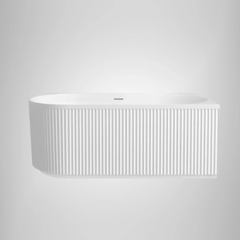 Otti Attica Havana 1500mm Fluted Right Corner Bath with Overflow Matte White - Image 2