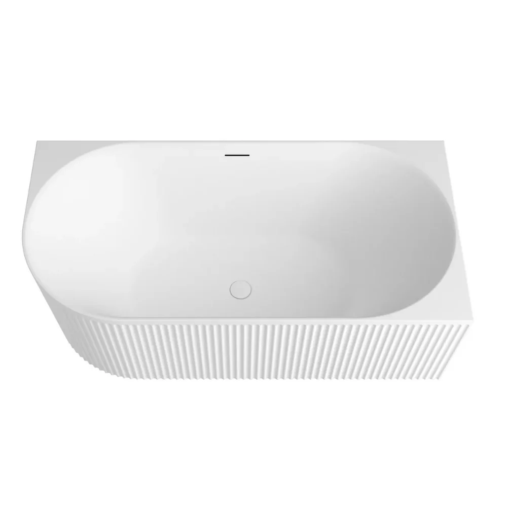 Otti Attica Havana 1500mm Fluted Right Corner Bath with Overflow Matte White - Image 4