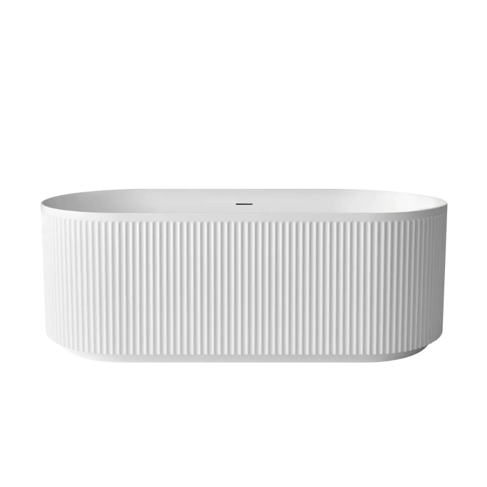 Otti Attica Havana 1700mm Fluted Bath with Overflow Matte White