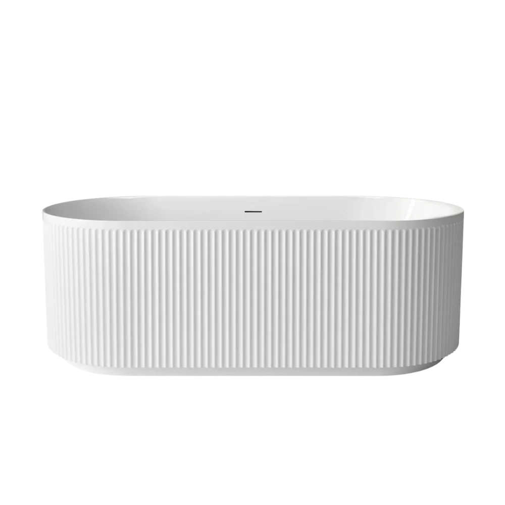 Otti Attica Havana 1700mm Fluted Bath with Overflow Gloss White - Image 3