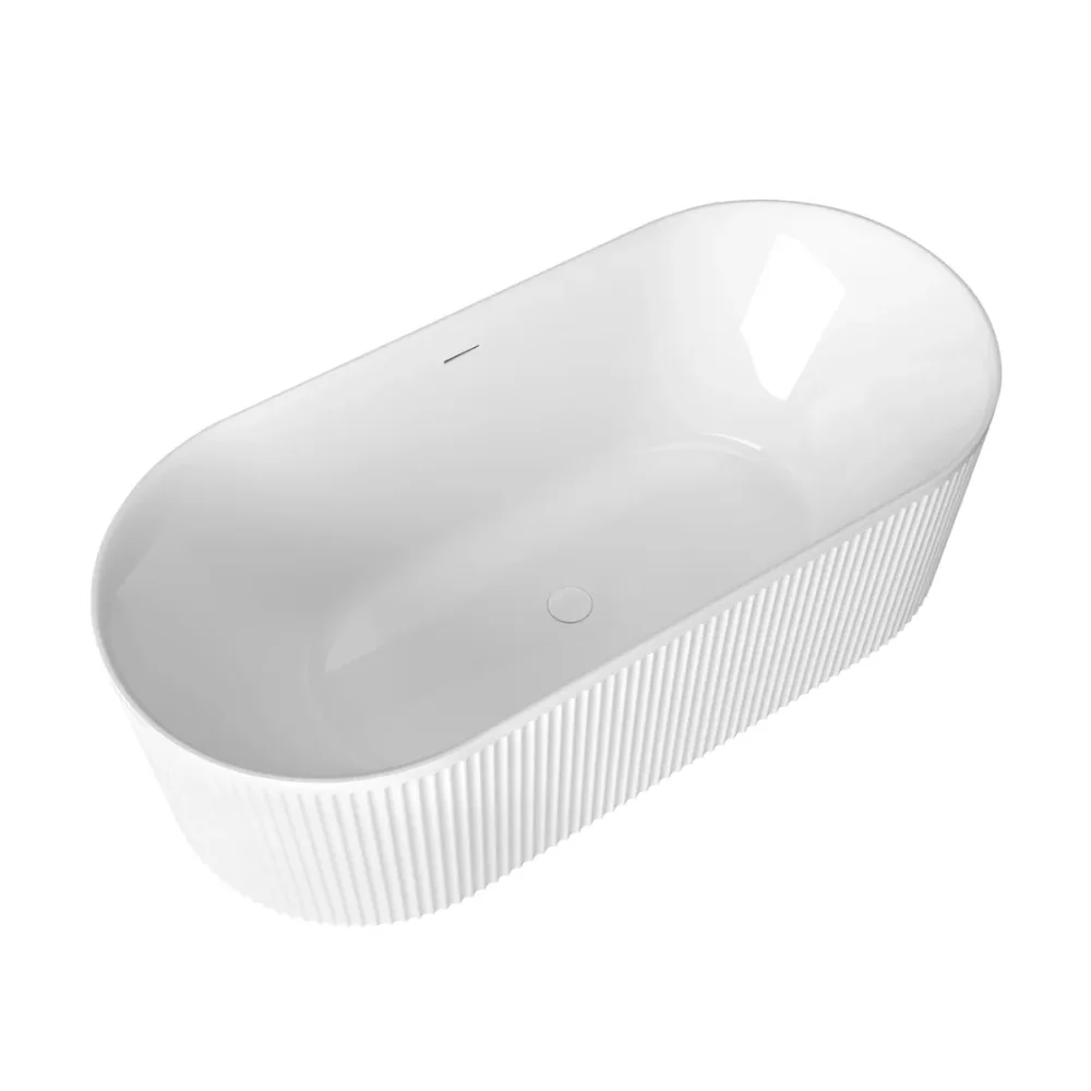 Otti Attica Havana 1700mm Fluted Bath with Overflow Gloss White - Image 4
