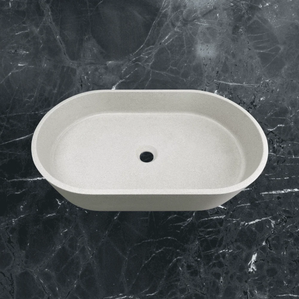 Otti Clayton Oval 600x350x120 Concrete Linen Basin - Image 2