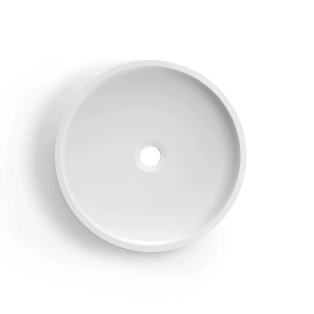 Otti Hudson Round 400x400x120 Concrete Fluted White Basin - Image 5