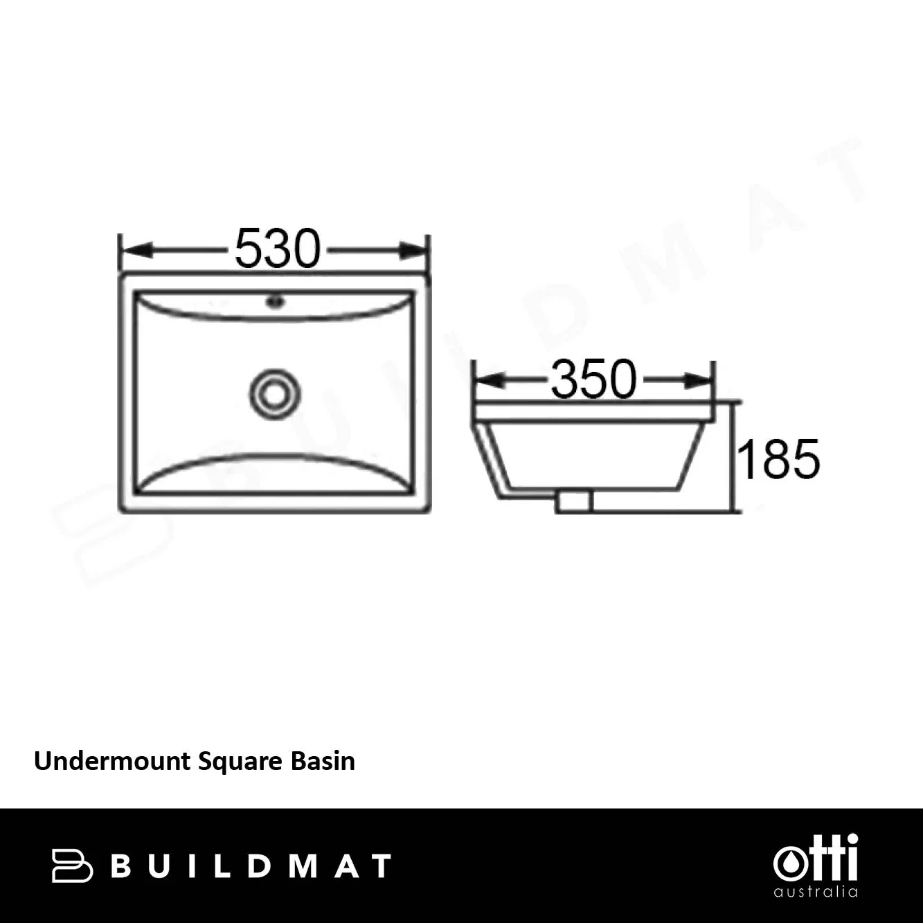 Otti Undermount Square 530x340x170 Basin Gloss White - Image 4