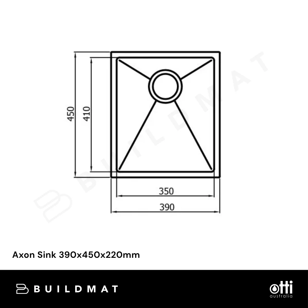 Otti Axon Sink 390x450x220mm Stainless Steel - Image 4