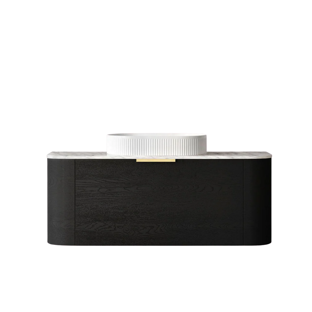 Otti Bondi 1200mm Black Oak Fluted Wall Hung Curve Vanity - Image 11