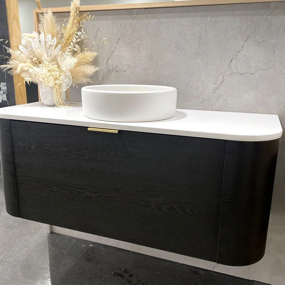 Otti Bondi 1200mm Black Oak Fluted Wall Hung Curve Vanity - Image 4