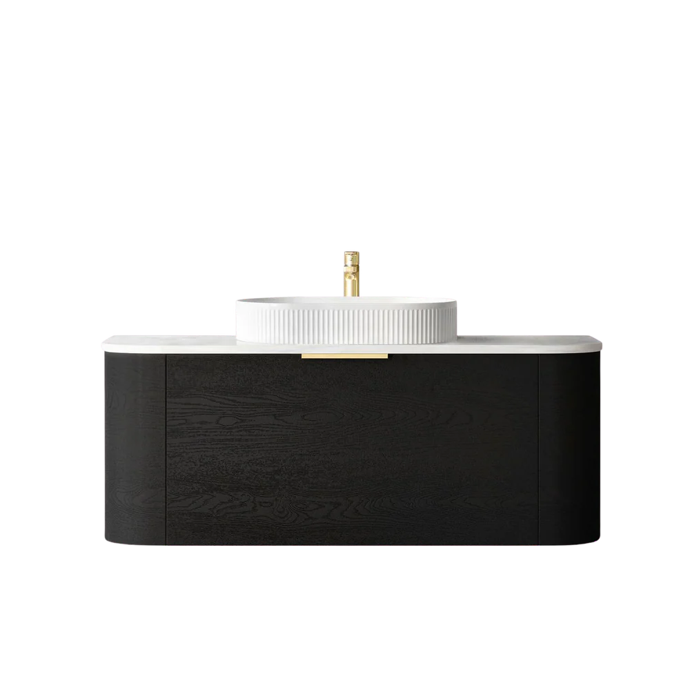 Otti Bondi 1200mm Black Oak Fluted Wall Hung Curve Vanity - Image 7