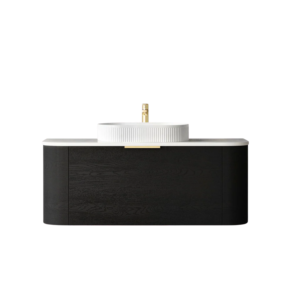 Otti Bondi 1200mm Black Oak Fluted Wall Hung Curve Vanity - Image 8