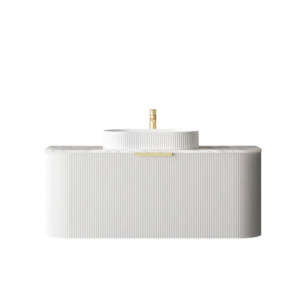 Otti Bondi 1200mm Satin White Fluted Wall Hung Curve Vanity - Image 12
