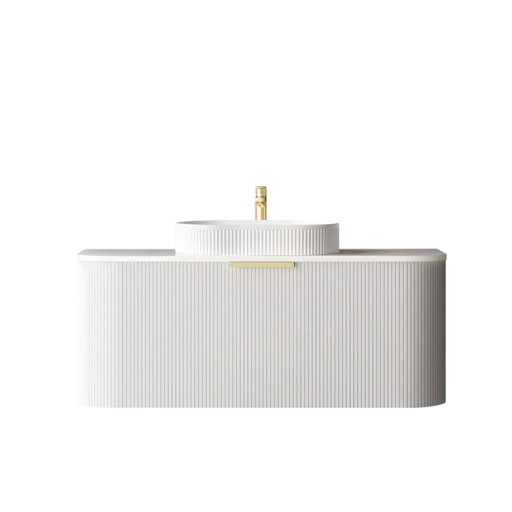 Otti Bondi 1200mm Satin White Fluted Wall Hung Curve Vanity - Image 5