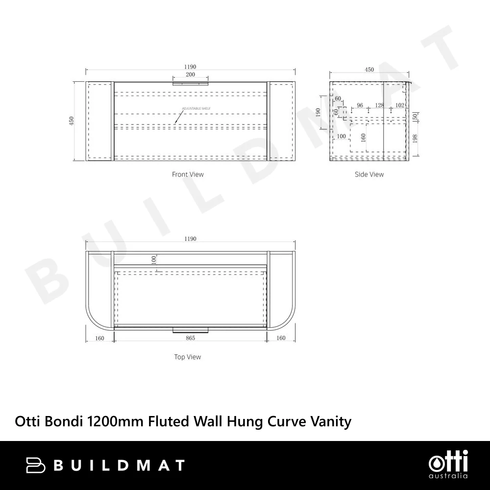 Otti Bondi 1200mm Satin White Fluted Wall Hung Curve Vanity - Image 8