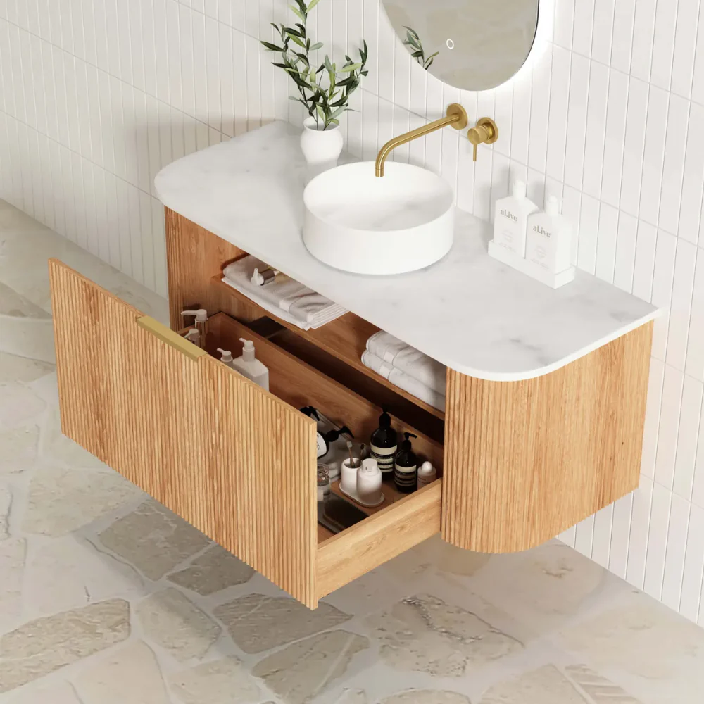 Otti Bondi 1200mm Woodland Oak Fluted Curve Vanity - Image 3