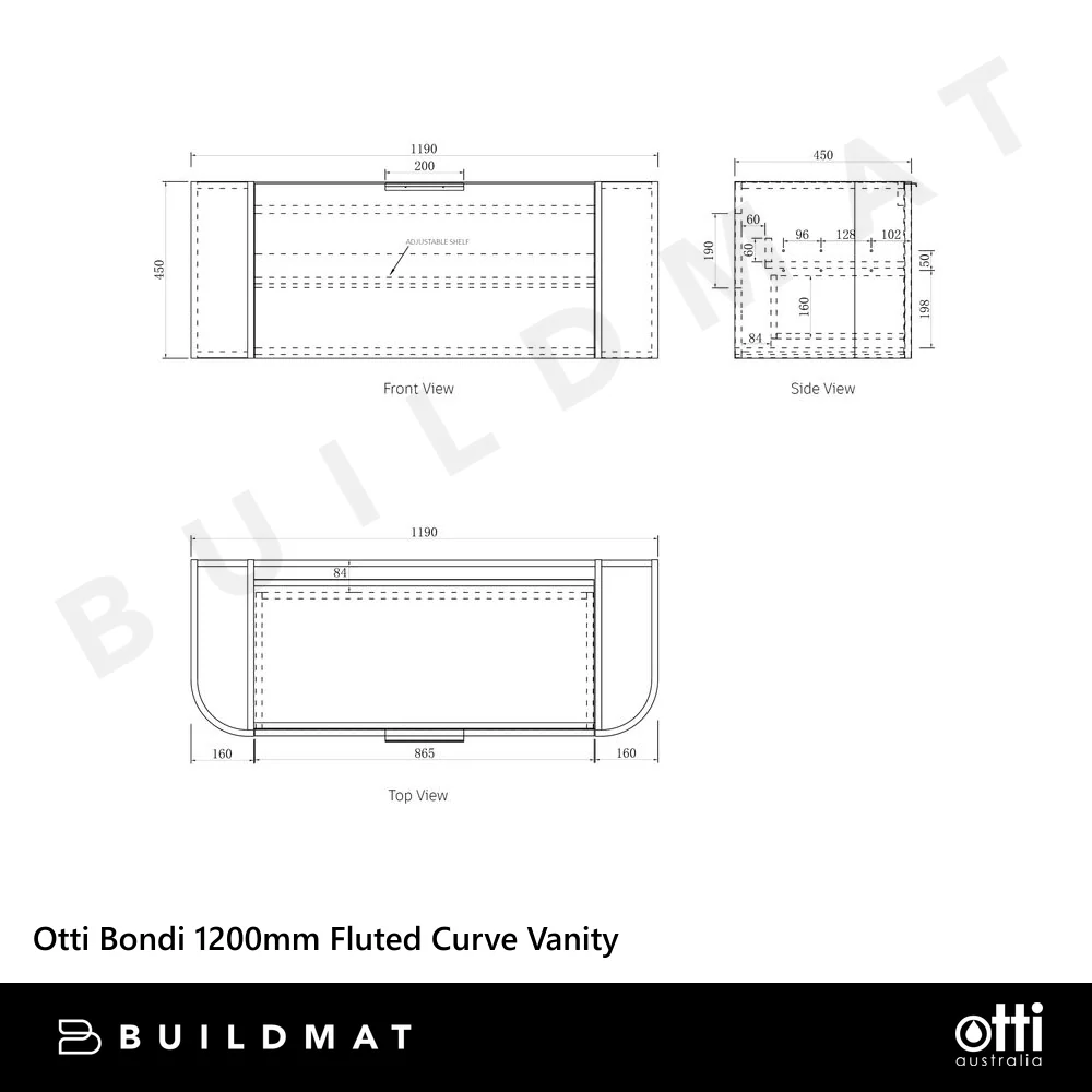 Otti Bondi 1200mm Woodland Oak Fluted Curve Vanity - Image 8