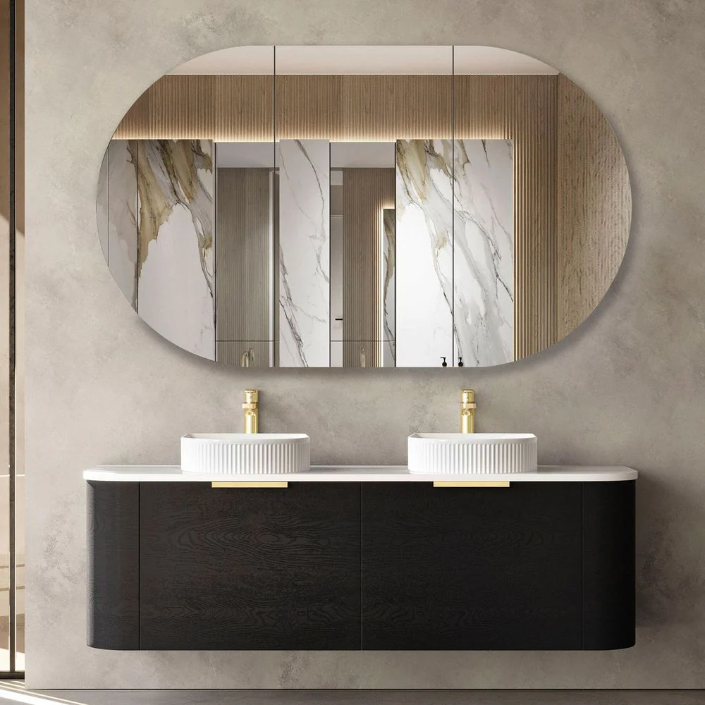Otti Bondi 1500mm Black Oak Wall Hung Curve Vanity - Image 3