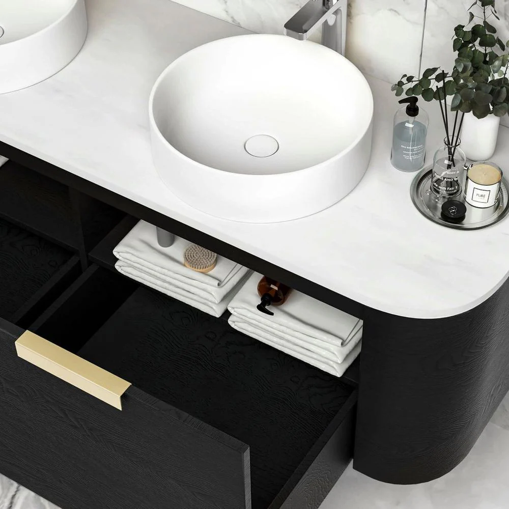 Otti Bondi 1500mm Black Oak Wall Hung Curve Vanity - Image 4