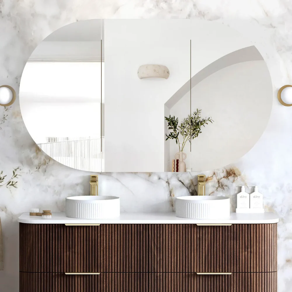 Otti Bondi 1500mm Sable Walnut Shaving Cabinet - Image 3