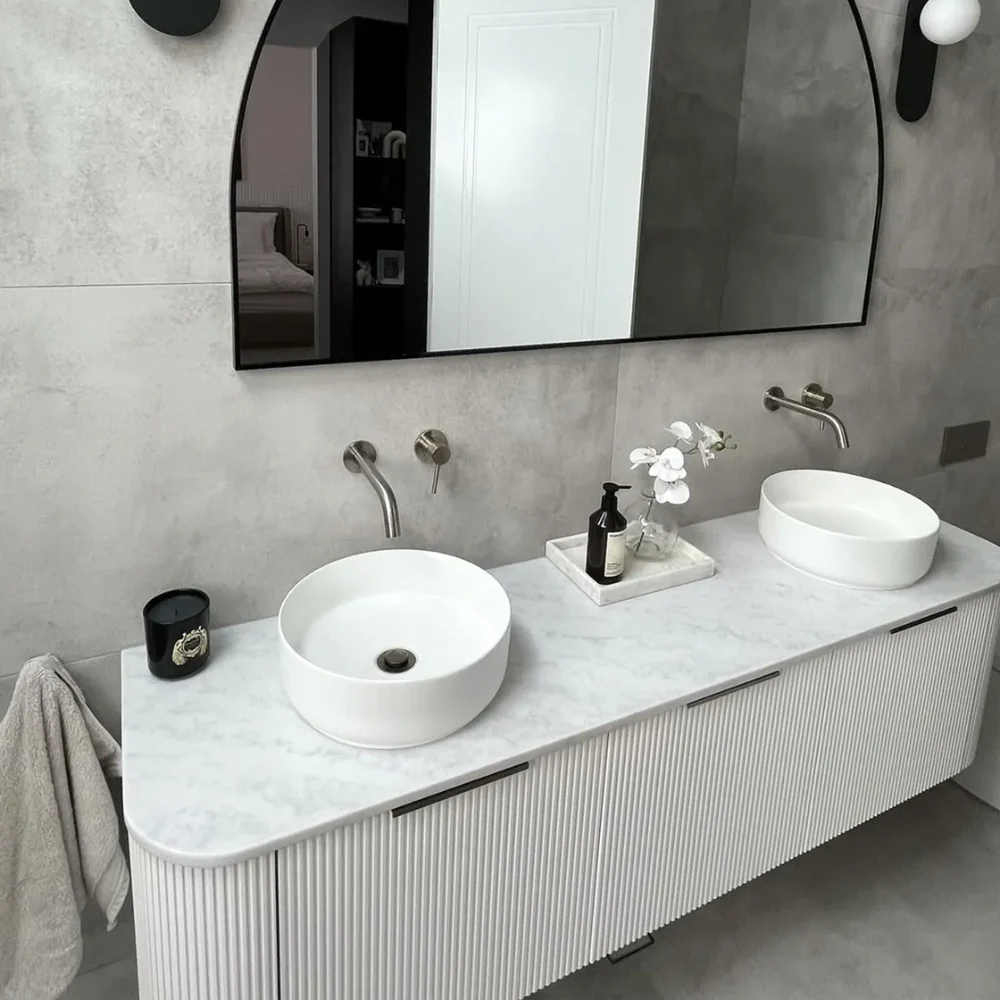Otti Bondi 1800mm Satin White Fluted Wall Hung Curve Vanity - Image 5